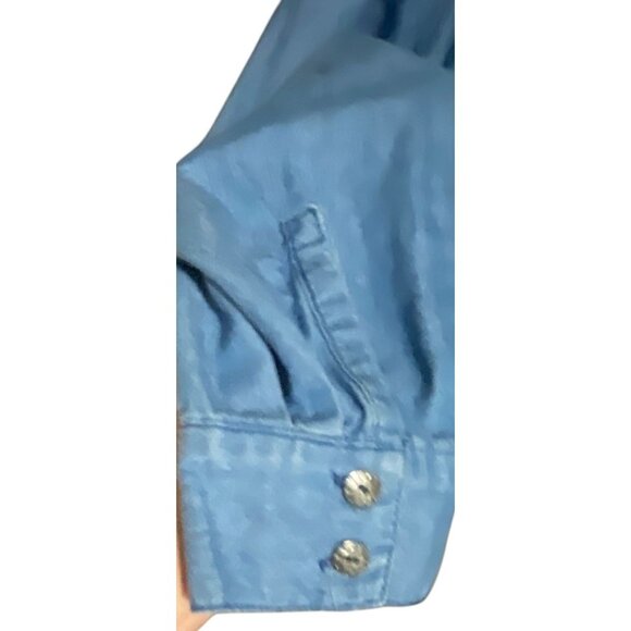 Intro Womens Shirt 2X Chambray Long Sleeve Button Up Collared Country Coastal - Picture 8 of 9